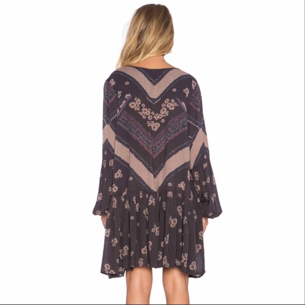 Rare Free People From Your Heart Printed Tunic Dress Midnight Combo size small - Picture 3 of 8